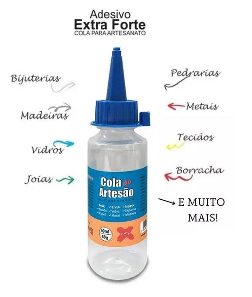 Imagem de 02 Cola De Silicone Líquida Artesanato Eva Isopor Couro 60Ml