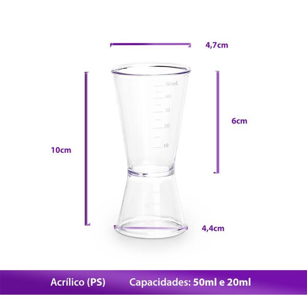 Imagem de 02 Dosador De Bebidas Acrílico Cristal C/ Medidor 50x20ml