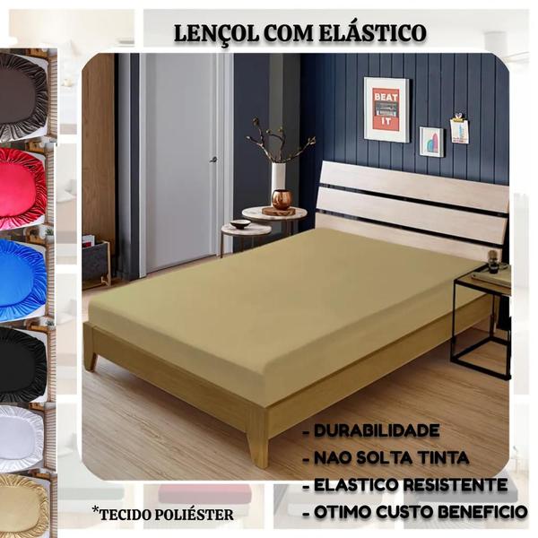 Imagem de 02 Lençol Cama Casal Queen AVULSO C/Elástico Premiun Liso