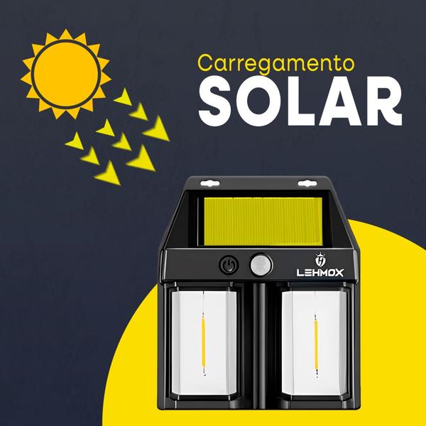 Imagem de 02 Luminária Parede Solar Externa Luz Led Arandela Solar Sensor Movimento Prova D'Água