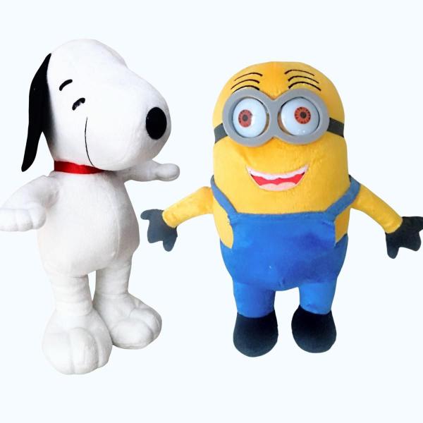 Imagem de 02 Pelúcias Minion e Snoopy 35cm Antialérgicos