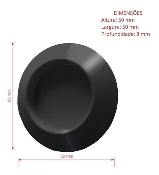 Imagem de 02 Puxador Adesivo Slim Box Portas E Armários Redondo Preto