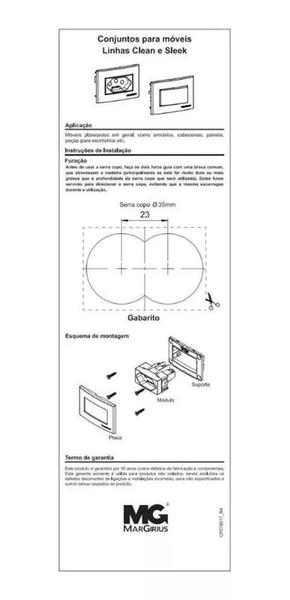 Imagem de 02 Tomada Moveis Margirius 2P T Preta 20A 250V Nbr 14136