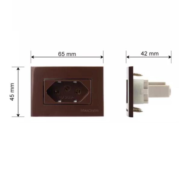 Imagem de 02 Tomada P/ Moveis Margirius 2p+t Marrom 20a 250v