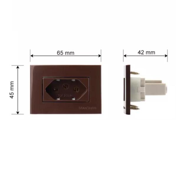 Imagem de 02 Tomada Para Moveis Margirius 2P+T Marrom 20A 250V