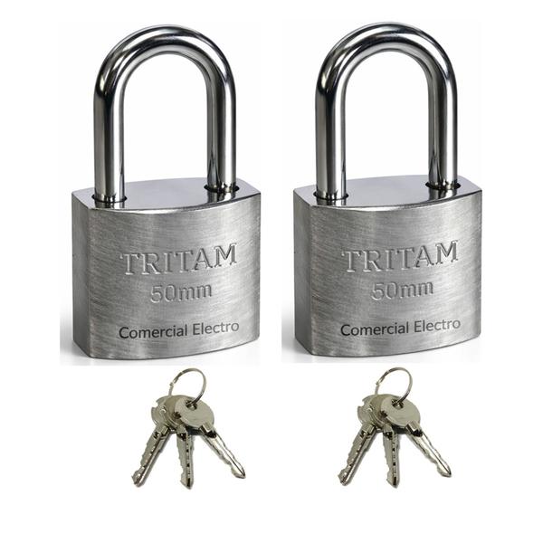 02 X Cadeados Tritan Chave Tetra 50mm Prevenção Antifurto
