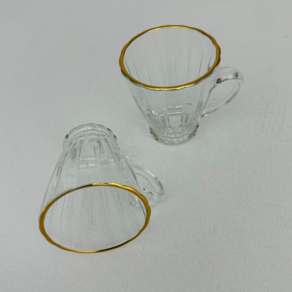 Imagem de 02 Xícaras Café Transparente e Fio de Ouro Radial 140ml Lyor