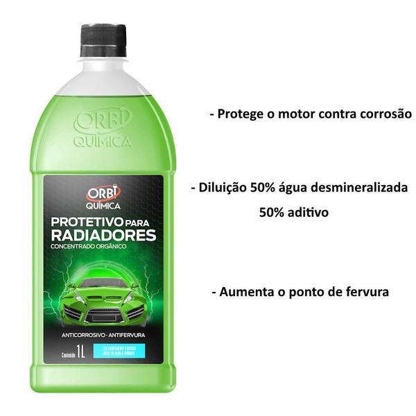 Imagem de 03 Aditivos Verde Agua do Radiador Sistema de Arrefecimento Pronto para Uso Orbi