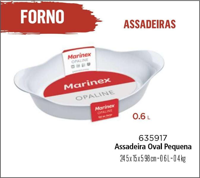 Imagem de 03 Assadeiras Opaline Branca Oval 0,6Lts Pequena - Marinex