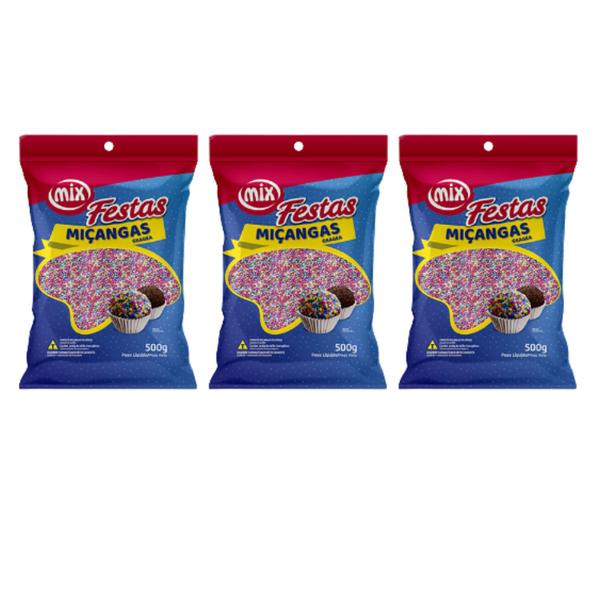 03 Confeito Miçanga Confeitaria Brigadeiro Várias Cores Kit - Mix Imagem de 03 Confeito Miçanga Confeitaria Brigadeiro Várias Cores Kit