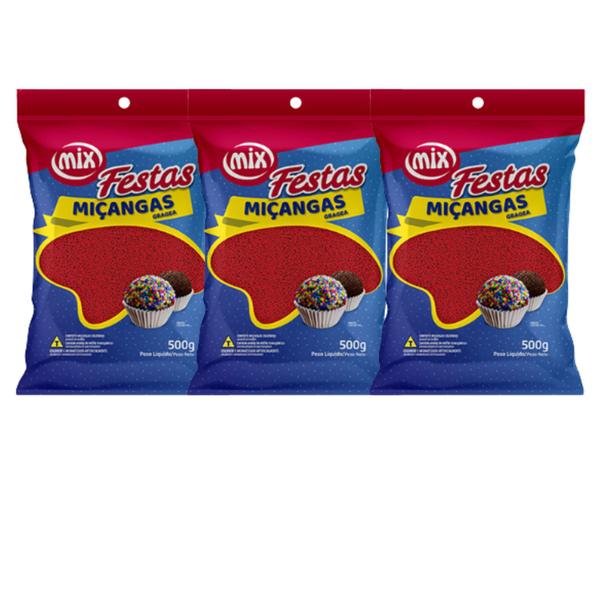 03 Confeito Miçanga Confeitaria Brigadeiro Várias Cores Kit - Mix Imagem de 03 Confeito Miçanga Confeitaria Brigadeiro Várias Cores Kit
