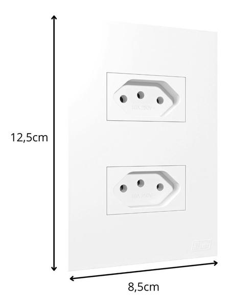 Imagem de 03 Conjuntos Tomadas Elétrica Dupla 20 A 4x2 Recta Branco