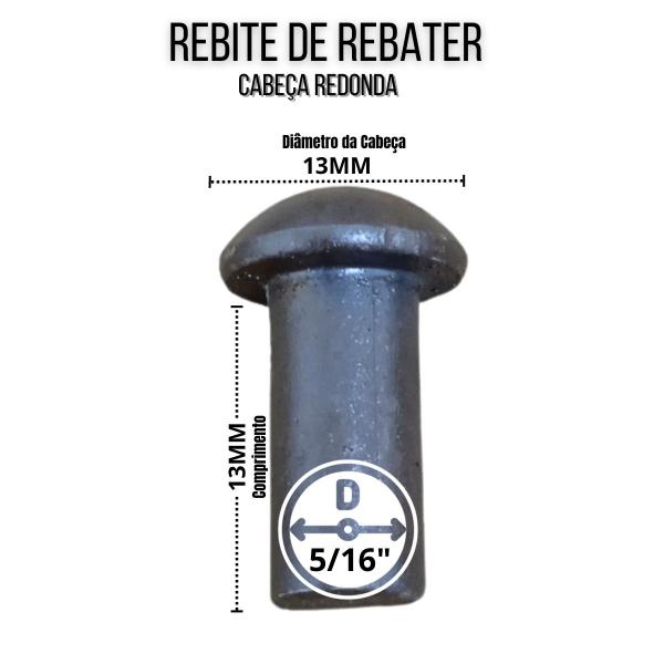 Imagem de 03 Kg Rebite Maciço Rebater 5/16 x 1/2 Ferro Cabeça Redonda