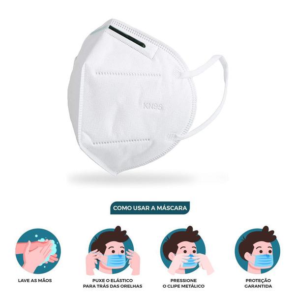 03 Máscaras KN95 Descartáveis Branca WWDoll com Filtro Clipe para Nariz 95% de Eficiência Imagem de 03 Máscaras KN95 Descartáveis Branca WWDoll com Filtro Clipe para Nariz 95% de Eficiência