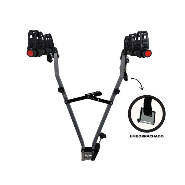 Imagem de 03 - Suporte para bike Transbike Suporte bagageiro 3 bicicletas Prata tira Preta Sedan Hatch Speed MTB