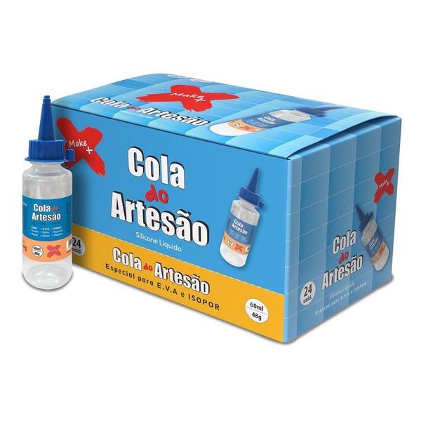 Imagem de 04 Cola De Silicone Líquida Artesanato Eva Isopor Couro 60Ml