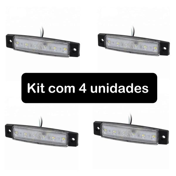 Imagem de 04 Luz de cortesia Slim Branca 6 Leds 12/24V Barco Lancha ou Lanterna Lateral Caminhão Trailer Baú Carretinhas