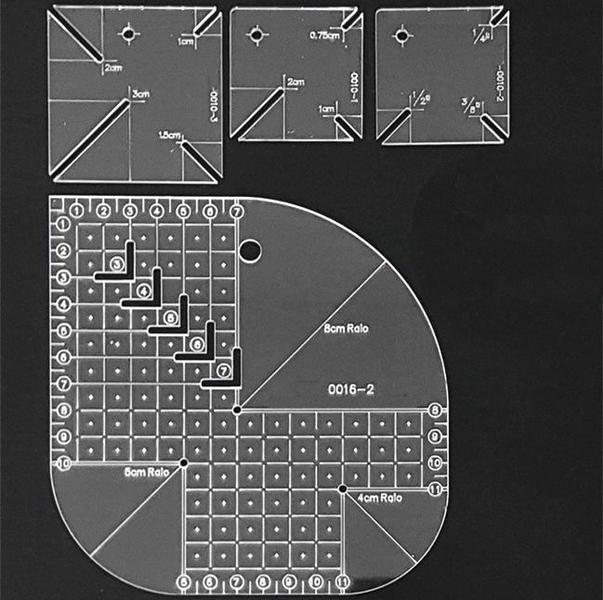 Imagem de 04 Réguas Gabarito Canto Mitrado Caixa Leite Curvas Quadrado