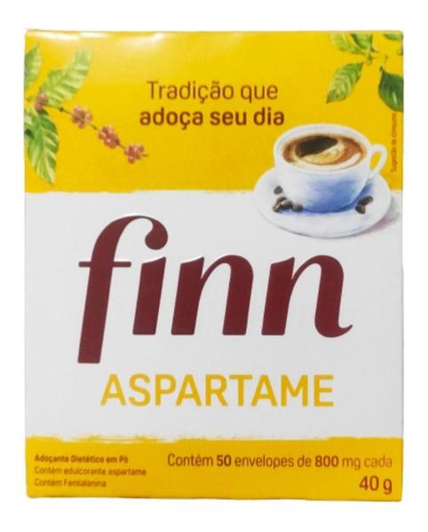 Imagem de 04cxs Adoçante Em Pó Aspartame Finn 50un De Sachê Diet