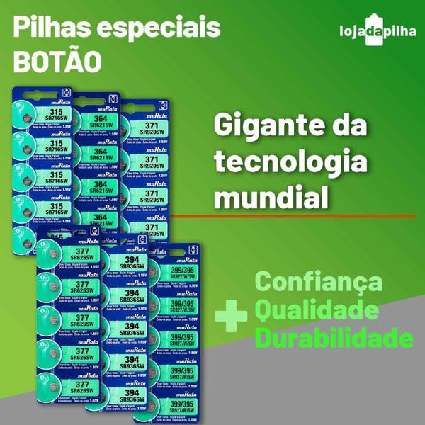 Imagem de 05 Baterias Pilha 395/399 Murata Relogio Sr927sw 1 Cartela