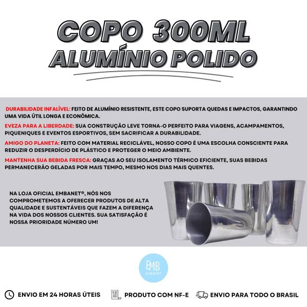 Imagem de 05 Copos de Alumínio 300ml Polido Para Bar e Restaurante