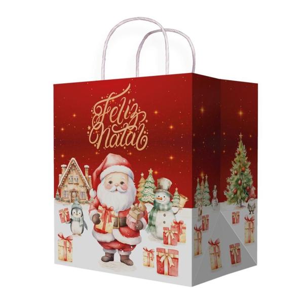 Imagem de 05 Sacolas Para Presente Natal Encantado C5201 Delivery Lembrancinha Ideia