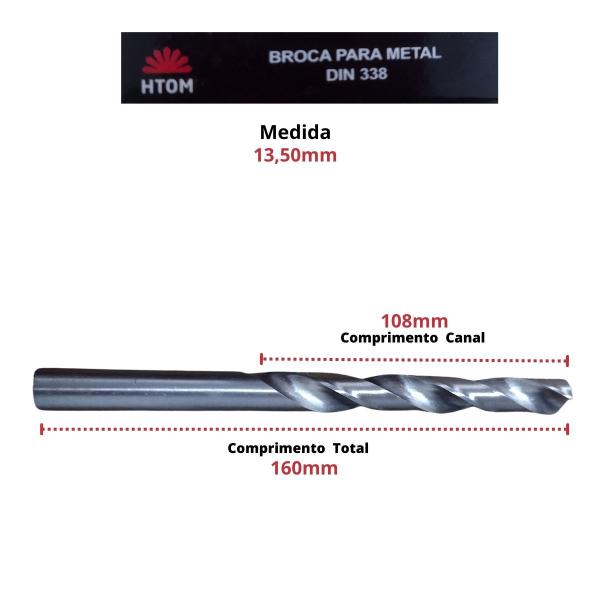 Imagem de 05 Un Broca Aço Rapido 13,5mm Metal  Aço Ferro Alumínio HSS