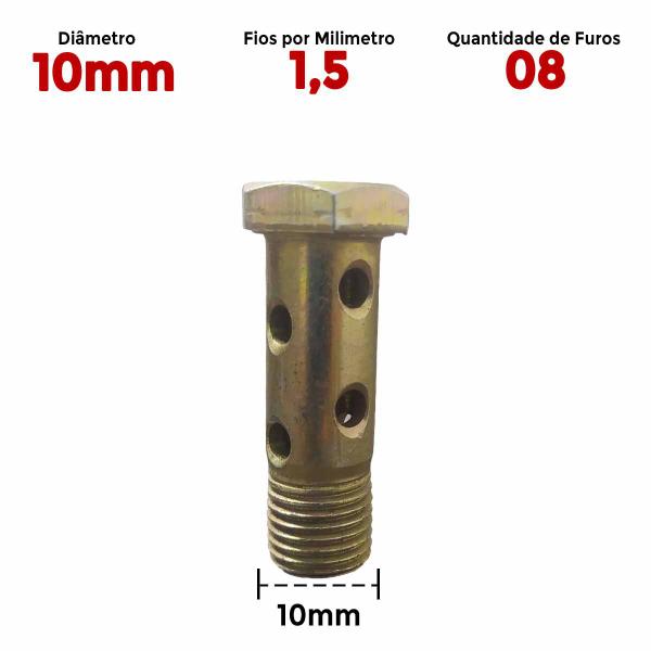 Imagem de 05 Un Parafuso Oco Milímetro 10mm Fio 1.5 com 08 Furos