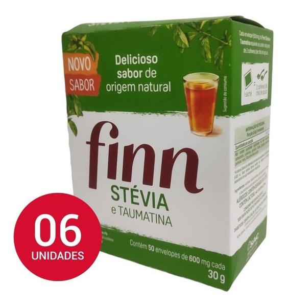 Imagem de 06 Cxs Adoçante Pó Stevia Taumatina Diet 50 Saches Cada