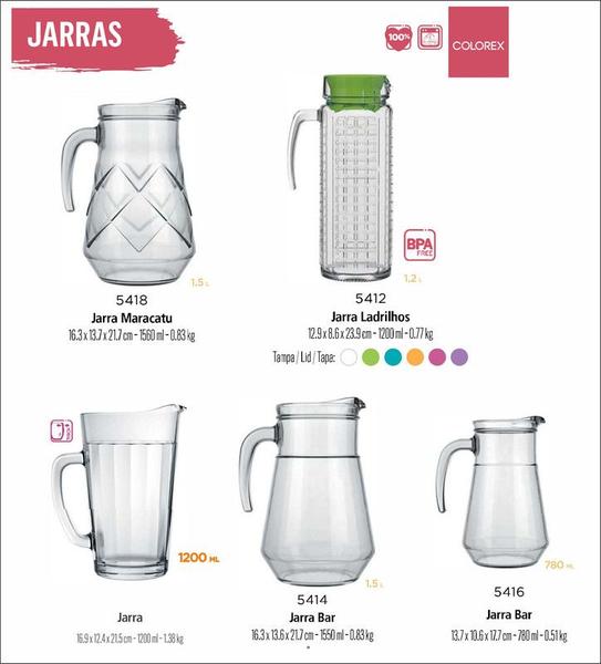 Imagem de 06 Jarras De Vidro Suco Bar Pequena 780ml