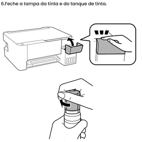 Imagem de 06 Recargas de tintas T673 Compatível Epson L810 Preto, ciano, magenta, amarelo, Ciano claro, magenta claro