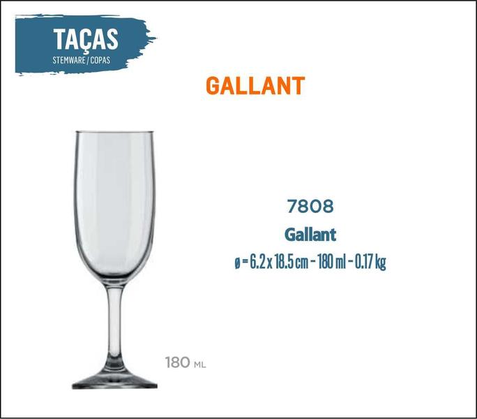 Imagem de 06 Taça Gallant 180ml -  Champanhe Espumante Frisante