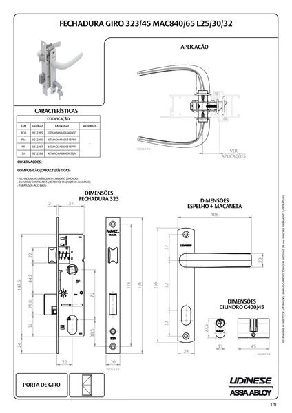 Imagem de 08 fechadura giro 323/45 mac840/65 l25/30/32 bco