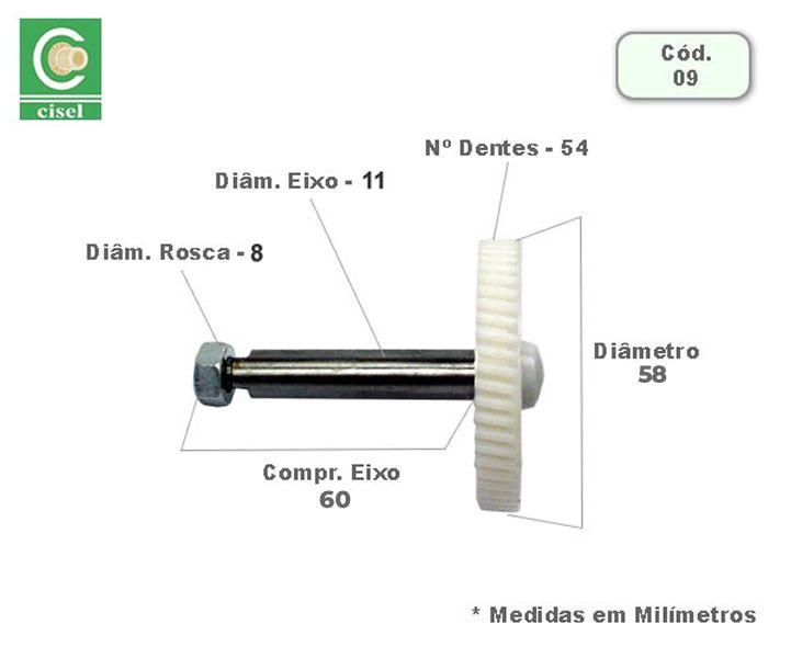 Imagem de 09 - Engrenagem para Limpador de Parabrisa - Monza Bosch - 54 Dentes