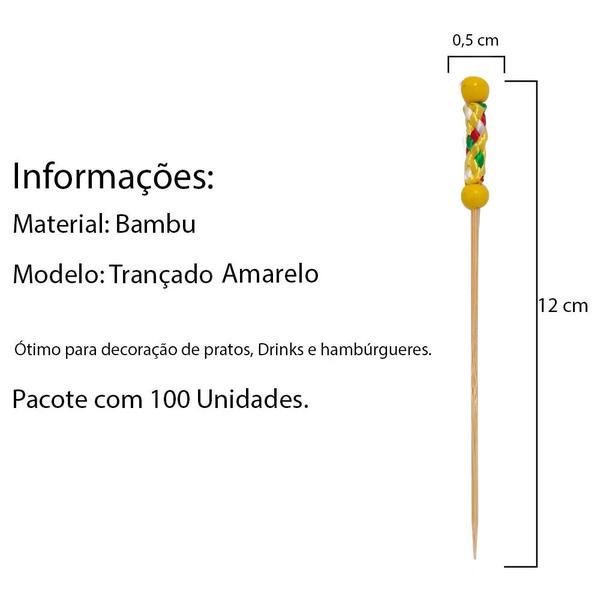 Imagem de 1.000 Espetinho Trançado Amar 12 Cm Festa Petisco Lanche