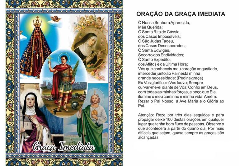 1.000 Santinhos Graça Imediata Milheiro (oração no verso) - 7x10 cm - Santinhos do Brasil Imagem de 1.000 Santinhos Graça Imediata Milheiro (oração no verso) - 7x10 cm