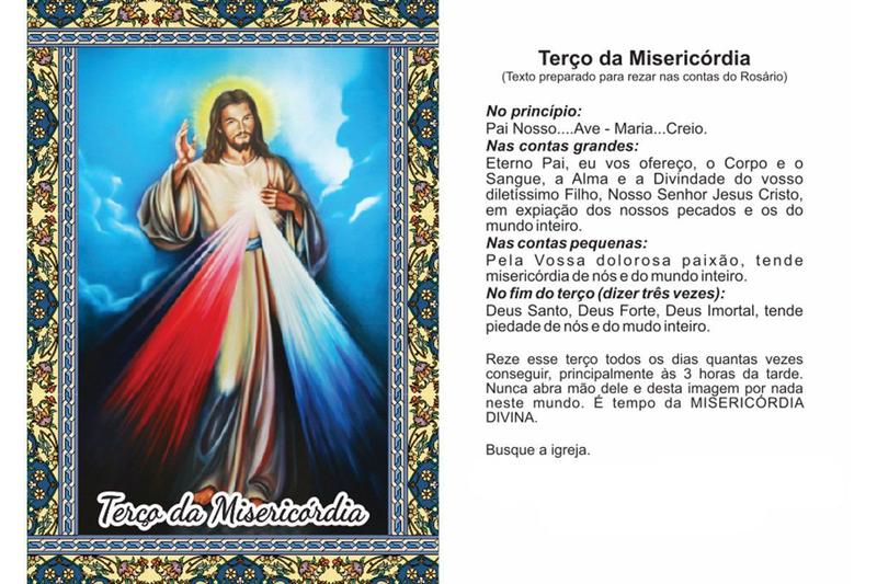 Imagem de 1.000 Santinhos Terço da Misericórdia (oração no verso) - 7x10 cm