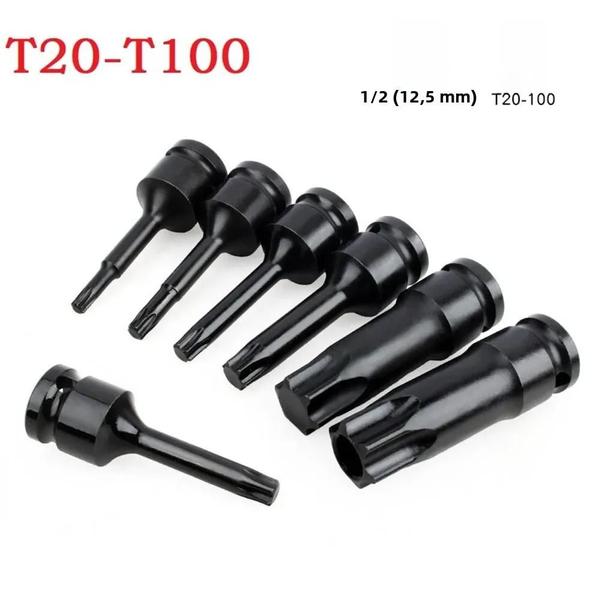 Imagem de 1/2 Polegada Torx Bit Soquete Adaptador De Chave De Impacto De Ar T20-T100 Adaptador De Soquete