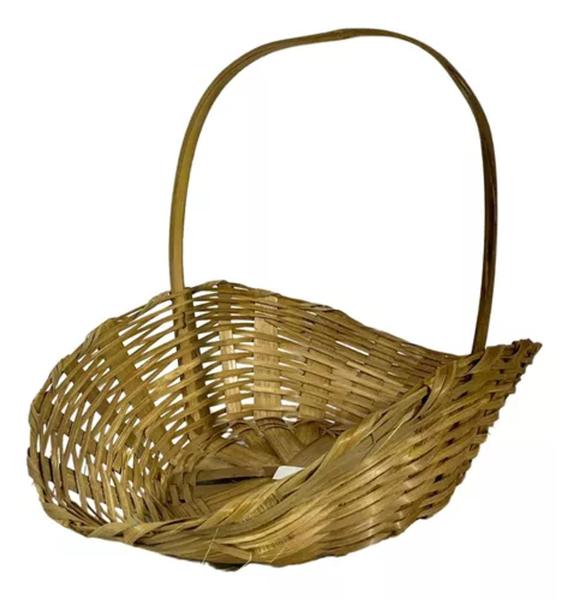 Imagem de 1 Bandejão De Bambu Oval Vime Palha Cesta Fraldeira 38cm