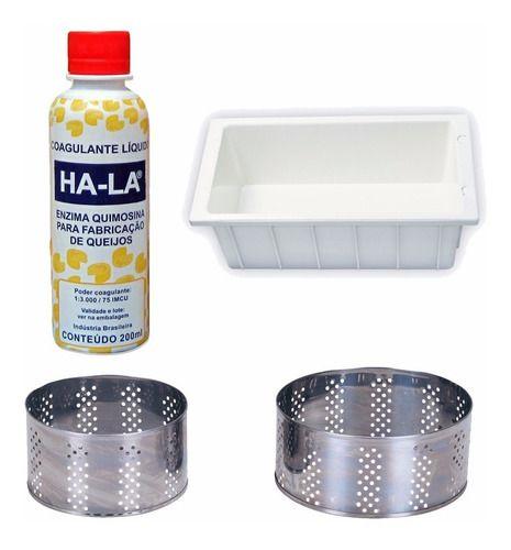 Imagem de 1 Coalho Ha-la 200ml + 1 Forma Mussarela 4kg + 2 Formas Inox