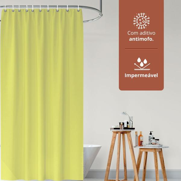 1 Cortina Box Banheiro PVC Grossa Antimofo Ilhós Am 140x230 - Idealiza Imagem de 1 Cortina Box Banheiro PVC Grossa Antimofo Ilhós Am 140x230