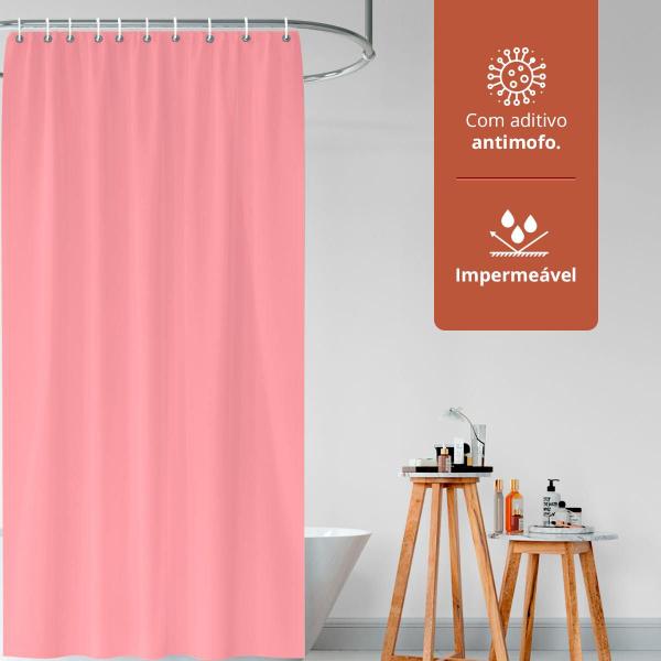 1 Cortina Box Banheiro PVC Grossa Antimofo Ilhós Ro 140x230 - IDEALIZA Imagem de 1 Cortina Box Banheiro PVC Grossa Antimofo Ilhós Ro 140x230