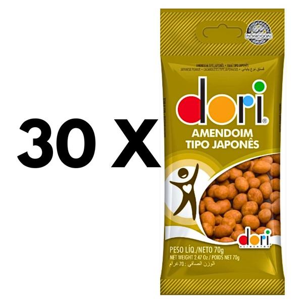 1 Cx com 30un Amendoim Japonês Dori 70g - Dori Alimentos S.A Imagem de 1 Cx com 30un Amendoim Japonês Dori 70g
