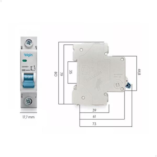 Imagem de 1 Disjuntor Elgin 1 Polo 50A Termomagnético Curva C Bivolt
