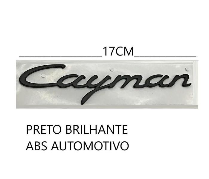 Imagem de 1 Emblema Cayman Porsche Traseiro Em Abs Preto Brilhante