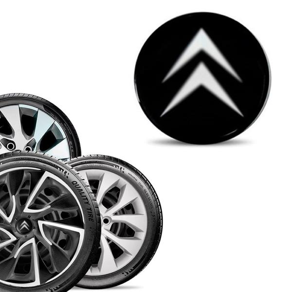 Imagem de 1 Emblema Citroen Preto 48 mm para Calota Aro 13 14 15