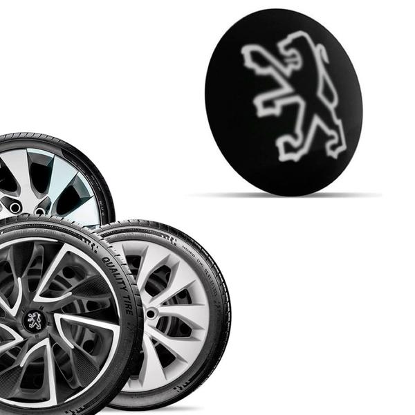 Imagem de 1 Emblema Peugeot Preto 48 mm para Calota Aro 13 14 15