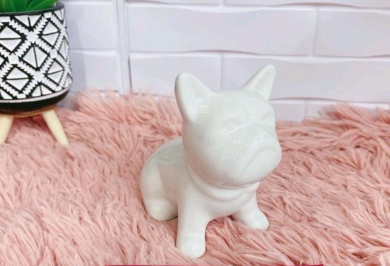 Imagem de 1 Enfeite Bulldog Francês Cachorro 6cm Decorativo de Ceramica Branco Preto