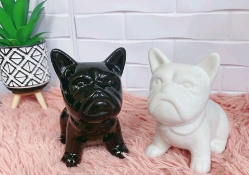 Imagem de 1 Enfeite Bulldog Francês Cachorro 6cm Decorativo de Ceramica preto