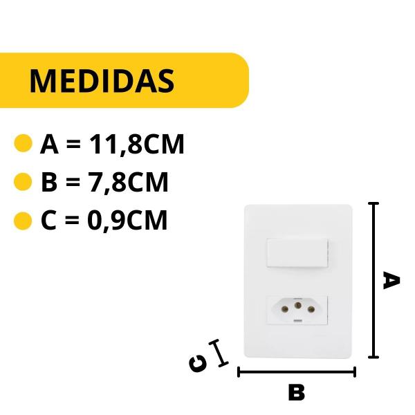 Imagem de 1 Interruptor Simples + Tomada 10a Habitat Branco Fame 2100